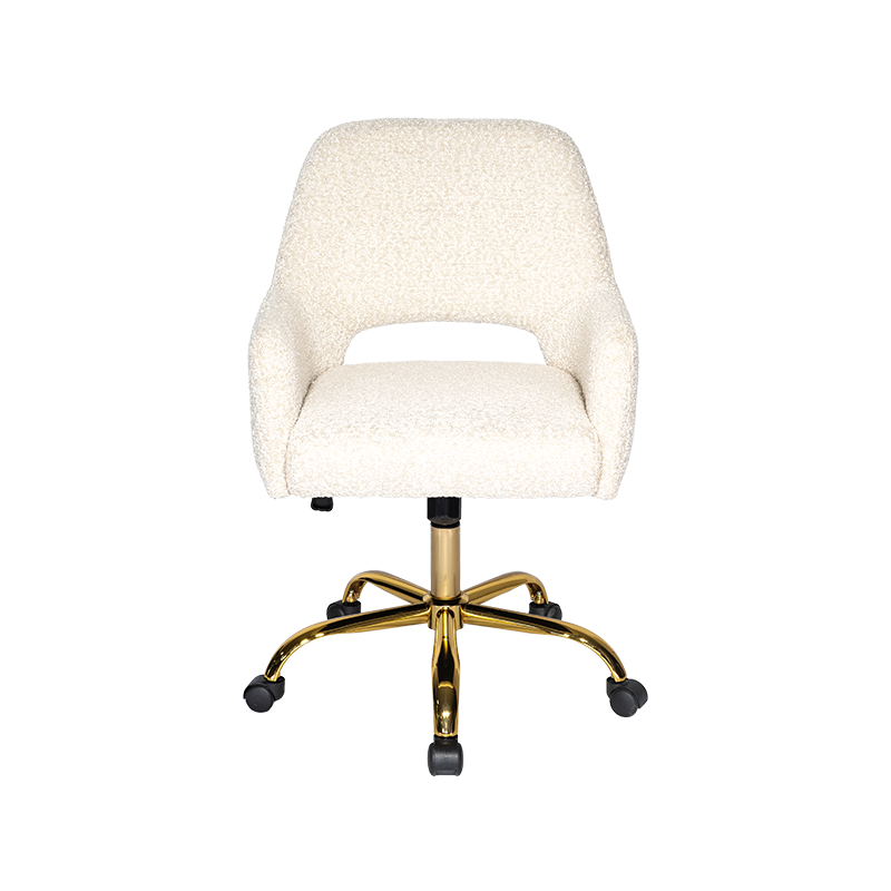 Electroplated gold legs, white liftable office chair