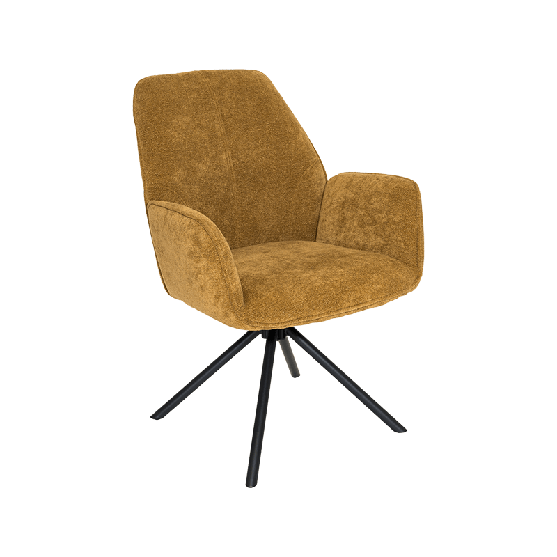 360° Swivel Fabric Dining Chair With Steel Frame & Padded Upholstery