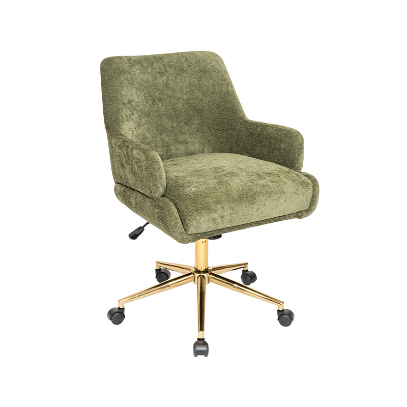 Modern Fabric Swivel Chair With Golden Base For Home/Office 
